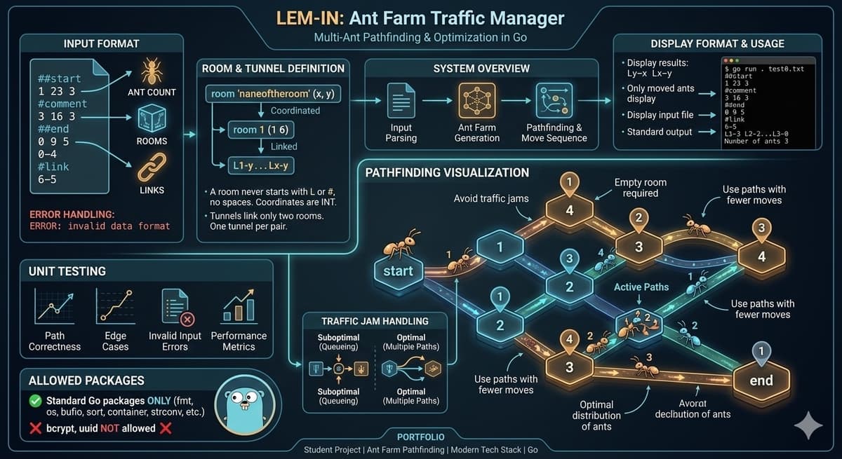 Lem-in – Ant Colony Pathfinding Simulator — screenshot 1
